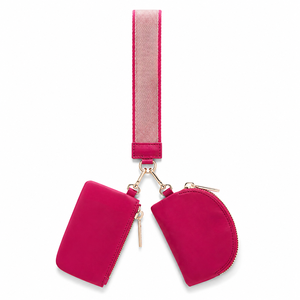 USA Warehouse New Style Matching Pink Wrist <b>Lanyard</b> Double Shaped Zipper Pouch Women Portable <b>Key</b> Card Small Storage Bag - Product Image 3
