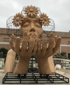 屋外の風景のための女性の彫刻にキスH7m巨大なグラスファイバー