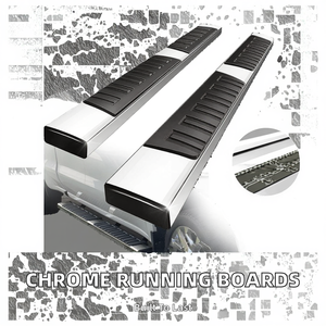 บันไดข้างรถยนต์อะลูมิเนียมอัลลอยด์ชุบโครเมียมสแตนเลส 2 ชิ้น ชุดเต็มพร้อมสกรูยึด สำหรับ Chevrolet Silverado GMC ปี 2007-2018 - Product Image 2