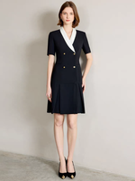Original noir Double bouton luxe blanc revers robe costume pour les femmes vêtements de cérémonie classique bureau en gros usine conception ample