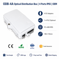 Boîtier de distribution de fibre optique à 4 ports ODB-4A IP65, montage mural, boîtier terminal de fibre optique extérieur, PC ABS