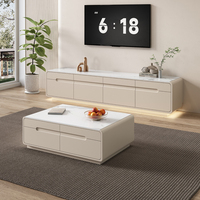 Meuble TV et Table Basse Haut de Gamme Italiens Luxe Léger, Ensemble Complet avec Meuble de Rangement pour Petits Appartements, Meuble de Salon sur Pied