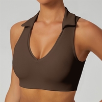 Rompi Olahraga Kerah POLO Eropa dan Amerika, Pakaian Lari Tenis Wanita dengan Desain Punggung Menarik, Baju Ketat Fitness