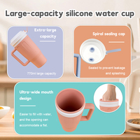 Bouteille d'eau et de smoothies 2-en-1 incassable et écologique de 770 ml avec poignée, couvercle et paille en silicone de qualité alimentaire durable