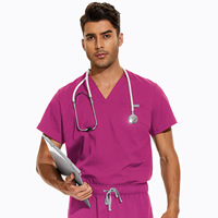 Ensemble d'uniformes d'infirmière grande taille à col en V pour femmes, style coréen, blouses médicales à manches courtes unisexe en tissu polyester Dobby
