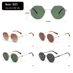 Gafas de Sol Retro Ovaladas con Montura Completa Plateada, Lentes Verdes, Unisex para Adultos, Protección UV400 - Product Image 3