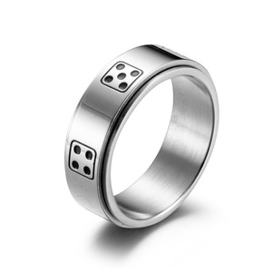 Fashion <b>Rings</b> Dice Shape Rotating Stainless Steel Black Unisex Gift Jewelry K R146 - Product Image 5