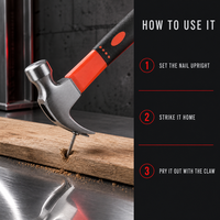Marteau à griffes en acier au carbone 8oz 16oz 24oz, multi-usages, avec poignée plastifiée, pour le bricolage, vente en gros