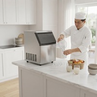 Machine à glaçons et distributeur automatique commercial haute capacité - Capacité 100 kg, refroidissement par air, sans givre, acier inoxydable 201