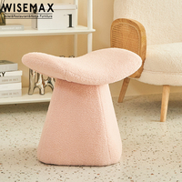 WISEMAX FURNITURE Pouf de salon moderne de luxe, petite table d'appoint ronde, tabouret de maquillage, repose-pieds en laine d'agneau, petit fauteuil ottoman