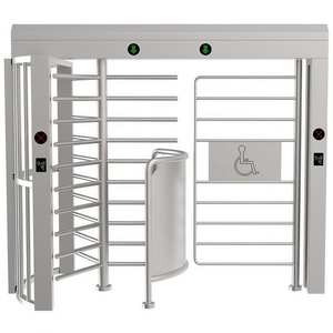 Tourniquet pleine hauteur en acier inoxydable avec lecteur RFID et déverrouillage d'urgence pour portique d'accès fauteuils roulants, idéal pour les communautés résidentielles et les bâtiments gouvernementaux - Product Image 1