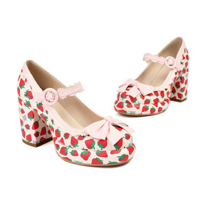 <strong>3D</strong> <strong>Print</strong> PU Mary Jane Shoes for Women Red Designer <strong>Heels</strong> &amp; Flats for School &amp; College, Comfortable &amp; Stylish Pumps - Product Image 2