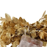 Guirlande lumineuse LED en fil de cuivre avec feuilles d'or simulées, lumières féériques décoratives de Noël, éclairage décoratif simple