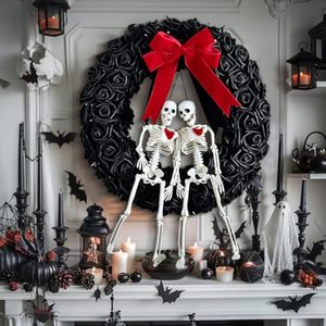 Veasfak 57*45CM Halloween esqueleto amantes Rosa corona decoración para parejas celebraciones y suministros de vacaciones - Product Image 2