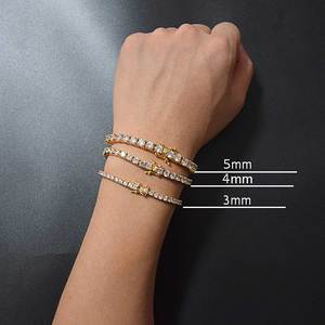 Friend Silver 925 Tennis Bracelets with Spring Diamond Rhodium Plated <strong>Argento</strong> <strong>Bracciali</strong> Argent Pulseras De Tenis - Product Image 5
