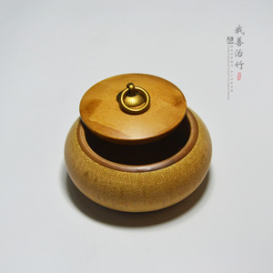 Yuzhu Shangpin Bamboo Tea Canister Round Natural Wood Storage Jar For Tea Preservation Craft Gift - Product Image 4