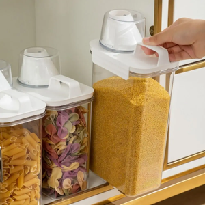 Récipient de stockage alimentaire en plastique transparent, boîte de stockage de céréales avec tasse à mesurer, cuisine et salle à manger - Product Image 1