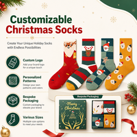 Chaussettes de Noël personnalisées avec logo, cadeau de fête personnalisé, chaussettes en coton avec emballage sur mesure pour promotion d'entreprise
