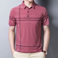 Polo en soie glacée à col rabattu pour homme T-shirt à manches courtes respirant et confortable