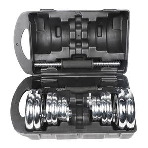 Ensemble d'haltères de 20 <span class=keywords><strong>kg</strong></span> avec disques de poids en <span class=keywords><strong>fonte</strong></span>, poignée dentelée, attaches étoiles et tube de connexion pour entraînement en salle de sport - Product Image 6