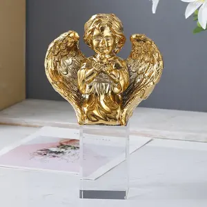 Vintage Knielende Biddende Cherubsbeeld Engelenbeeld Beeldje Indoor Huis Tuin Decoratie Vleugels Engel Beeld Sculptuur