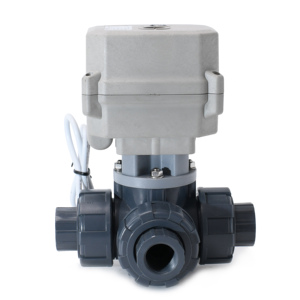 A150-T15-P3-B tonheflow วาล์วไฟฟ้า3ทาง L Port 1/2 "DN15 upvc CR202 DC12-24v วาล์วมอเตอร์0.5เมตร - Product Image 1