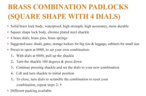 <span class=keywords><strong>Cadenas</strong></span> <span class=keywords><strong>à</strong></span> combinaison en laiton de 28mm <span class=keywords><strong>à</strong></span> 4 chiffres avec mot de passe latéral personnalisé - Product Image 4