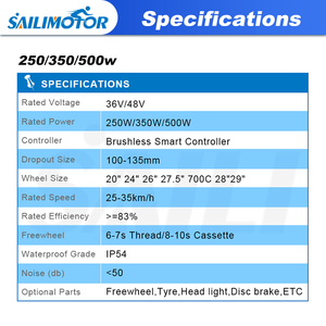 Motor de Cubo con Engranajes Sin Escobillas Sailimotor de 20, 24, 26 y <span class=keywords><strong>29</strong></span> <span class=keywords><strong>Pulgadas</strong></span>, 36V, 48V, 250W, 350W, 500W para <span class=keywords><strong>Kit</strong></span> de Conversión de <span class=keywords><strong>Bicicleta</strong></span> <span class=keywords><strong>Eléctrica</strong></span> - Product Image 6