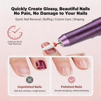 Vente en gros - Perceuse à ongles portable à haute vitesse 35000 tr/min, corps en acier inoxydable, moteur sans balais, rechargeable par USB, lime électrique pour ongles
