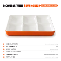 Plateau de service divisé en mélamine à 6 compartiments personnalisé pour la vente en gros, idéal pour les fêtes de Hot Pot et de BBQ coréen