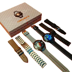 Умные часы ChatGPT HW6max, 1,45 дюймов, круглые, NFC циферблаты, рынок, 2024, BT call AI Voice IP67, 3 ремешки для мужчин, HW6 Max умные часы