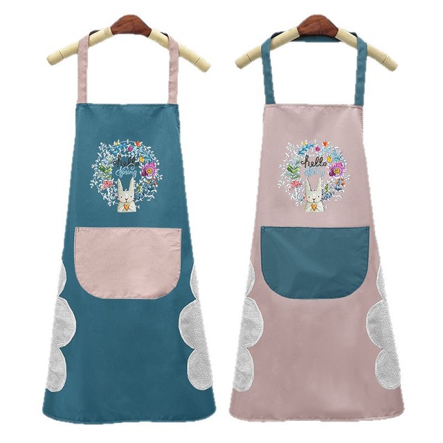 Women Cartoon Apron Cute Animal Print Waterproof Apron Cooking and Washing Anti-oil Big Pocket Adjustable Waterproof Apron