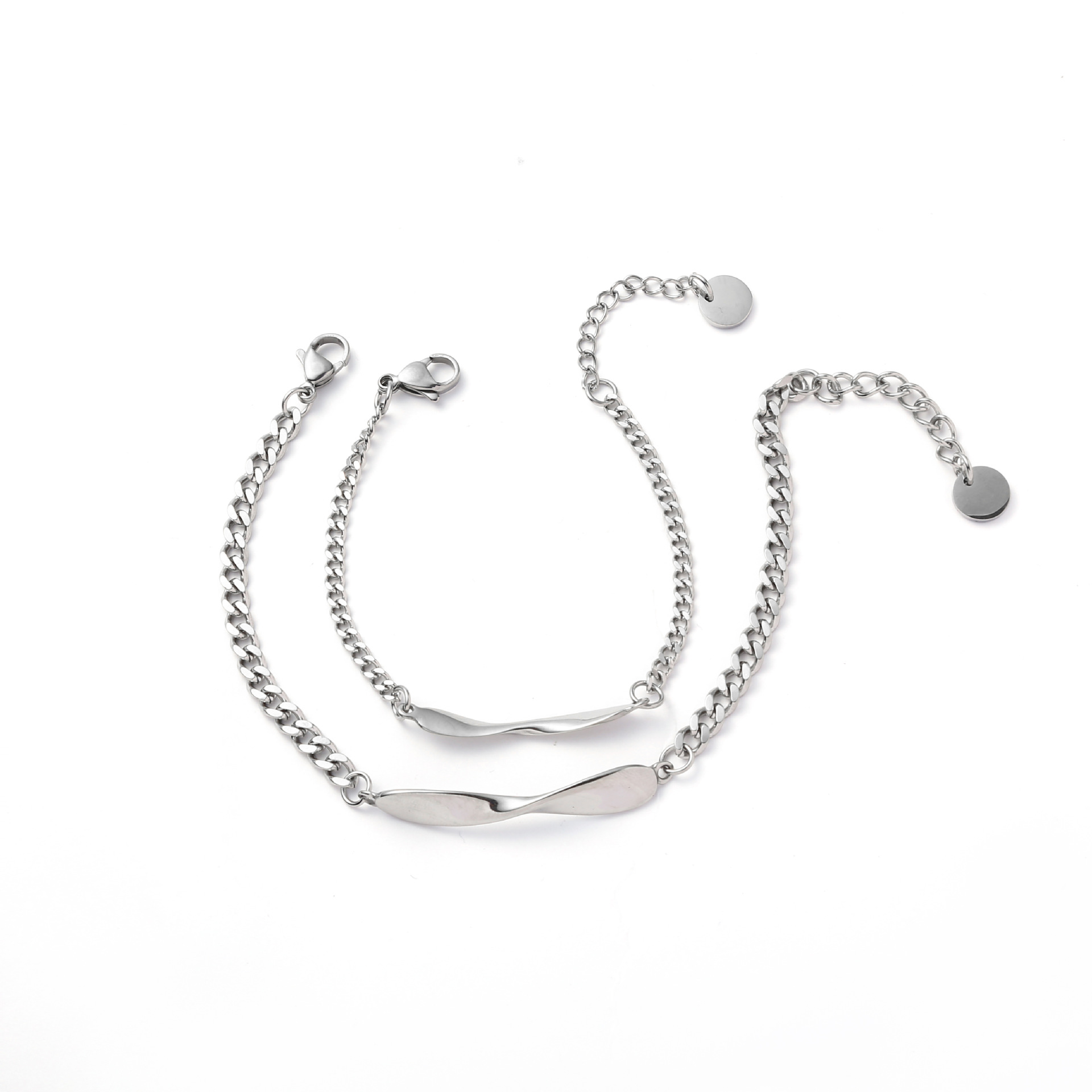 Ensemble de bracelets torsadés pour couple - Homme 18 4cm - Femme 16 4cm