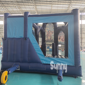 Castillo Inflable Personalizado con Temática Azul de la <span class=keywords><strong>Película</strong></span> Moana, Tobogán Inflable Combinado para Niños, Casa de Brinco Inflable para Fiestas - Product Image 4