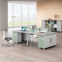 Bureau double modulaire moderne, table de direction, chaise, groupe de panneaux, design, poste de travail informatique pour quatre employés, cadre en fer, SHUNYING