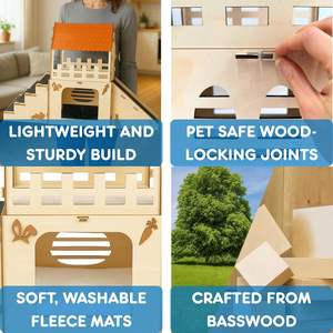 Gran Escondite para Conejos, Acogedor <span class=keywords><strong>Castillo</strong></span> para Conejos con Tapetes de Felpa, Escondite de Madera para Conejos, Casa para Conejos de Interior, Casa para Chinchillas, Casa para Cobayas - Product Image 5