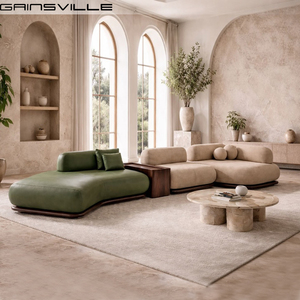 Set di Divani Angolari in Pelle Italiana, Arredamento per Soggiorno, Divani Modulari Curvi in Pelle per Casa e Salotto - Product Image 2