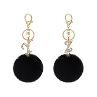 Porte-clés boule de fourrure personnalisé 26 lettres anglaises Nouveau design de porte-clés boule de fourrure de lapin Rex artificiel Porte-clés sac pendentif lettre en peluche