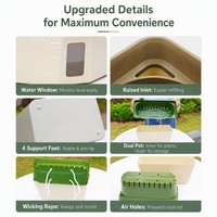 Jardinière rectangulaire auto-arrosante en plastique durable avec fenêtre de niveau d'eau visible pour plantes succulentes, balcon et légumes