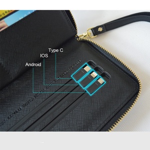 For Customized Open Long Leather Power Bank Wallet with RFID Wireless Charger Portable Credit Card Holder - Product Image 5