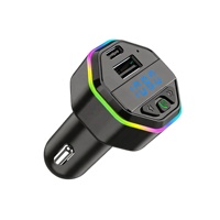Adaptateur de chargeur de téléphone avec écran numérique G44/lumière LED colorée pour station de charge PD/USB, chargeur de voiture sans fil, appels mains libres