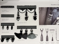 Ensemble de garnitures pour rideaux motif pivoine : cordon tressé, pendentif, franges à boules, franges à pompons pour la décoration textile de la maison et les vêtements