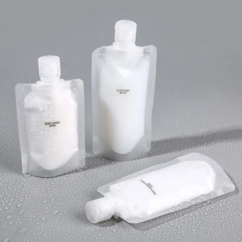 30ml 50ml 100ml Aloe Vera Gel Spout Pouch With Flip Lid Cosmetic Lotion Clear Refill Plastic Spout Bag
