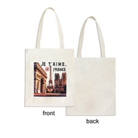Sac fourre-tout en toile de coton blanc personnalisé avec logo personnalisé pour les souvenirs et les achats promotionnels