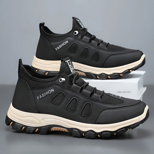 B-JY161 Chaussures de marche respirantes à lacets, plateforme épaisse, design tendance, semelle intérieure en PVC, doublure en maille, pour automne/printemps/été, fitness - Product Image 1