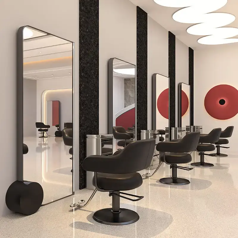 Neues Design Salon Friseur Spiegel Styling Station mit LED-Licht Doppelseite Salon Shops