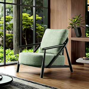 Wabi-sabi/japandi/nordique nordique minimaliste loisirs concepteur tissu chaise chaise longue cadre en bois confortable <span class=keywords><strong>fauteuil</strong></span> de loisirs - Product Image 6
