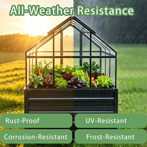 Serre rectangulaire surélevée avec couvercle et fenêtre d'observation pour jardins domestiques, arrière-cours et cours intérieures - Product Image 3