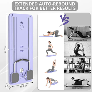 6-en-1 Planche de Pilates Réformateur en Fer <span class=keywords><strong>Pliable</strong></span>, Durable <span class=keywords><strong>et</strong></span> Réglable, avec Minuteur <span class=keywords><strong>et</strong></span> Rouleau d'Exercice Abdominal, Légère, pour Usage Domestique - Product Image 4