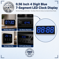 Pantalla LED Azul de 7 Segmentos y 4 Dígitos de 0.56 Pulgadas con Coma, Tubo Digital de 12 Pines para Reloj, Temporizador, Medidor, Serie 5641/5645